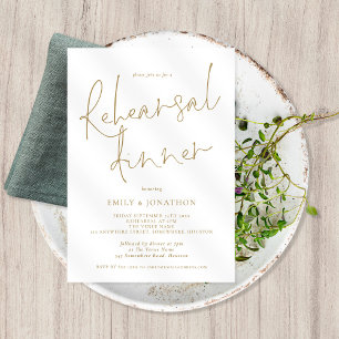 Invitación Elegante Boda de texto de oro Ensayo cena