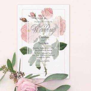 Invitación Elegante Boda de tipografía bélica rosada