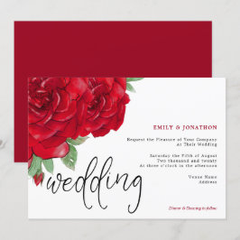 Invitación Elegante Boda de tipografía de escritura de rosas