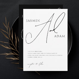 Invitación Elegante Boda de tipografía de escritura en blanco
