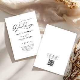Invitación Elegante Boda de tipografía moderna en blanco y ne