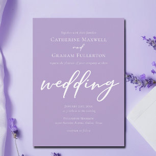 Invitación Elegante Boda de Tipografía Púrpura Lilac