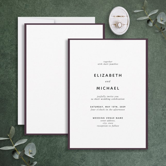 Invitación Elegante Boda de tipografía púrpura y blanca de ci (Subido por el creador)