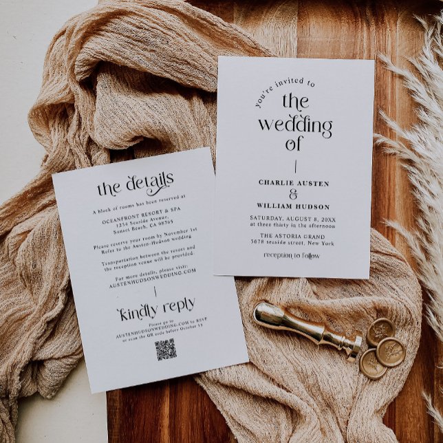 Invitación Elegante Boda de Tipografía Retro (Subido por el creador)