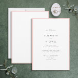 Invitación Elegante Boda de tipografía rosa y blanca de Rubor<br><div class="desc">¡Una magnífica tipografía invitación a una boda de verano o otoño! Este bonito y elegante diseño presenta un lujoso borde rosa alrededor de una invitación blanca, con una tipografía moderna en blanco y negro. Un diseño sencillo y minimalista. Muchas gracias por apoyar a nuestra pequeña empresa, ¡realmente lo apreciamos! Estamos...</div>