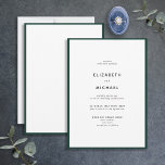 Invitación Elegante Boda de tipografía verde esmeralda<br><div class="desc">¡Una magnífica tipografía invitación a una boda de verano o otoño! Este bonito y elegante diseño presenta un adorno verde esmeralda en torno a una invitación blanca, con una tipografía moderna. Un diseño sencillo y minimalista. Póngase en contacto con el diseñador para obtener productos coincidentes. Copyright Elegant Invita, todos los...</div>