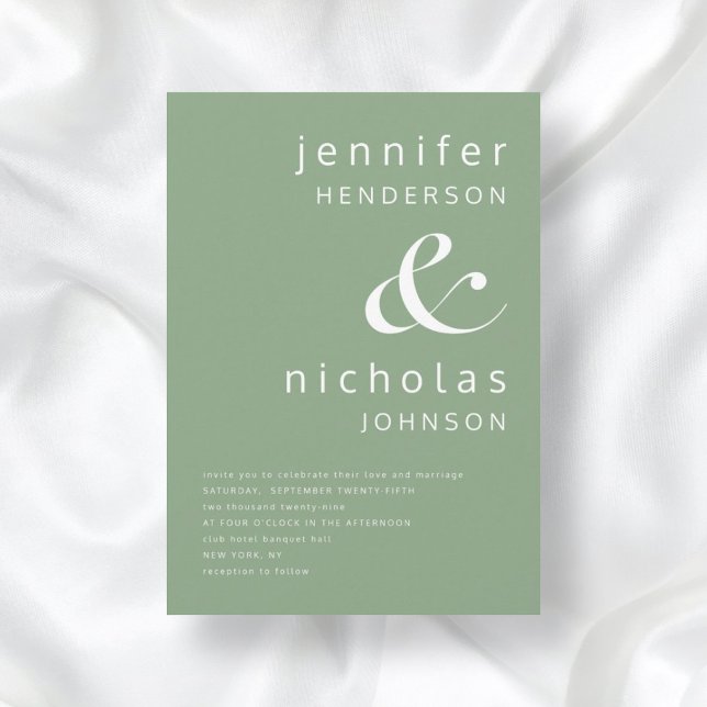 Invitación Elegante Boda de Tipografía Verde Sage (Subido por el creador)