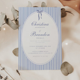 Invitación Elegante Boda de Tira Azul de Guion Clásico con La