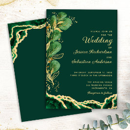 Invitación Elegante Boda de tono de jewel verde esmeralda