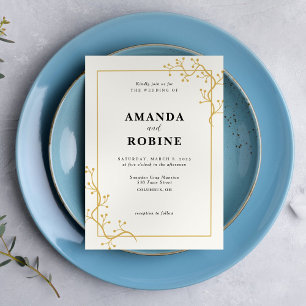 Invitación Elegante Boda de trama de ramas doradas