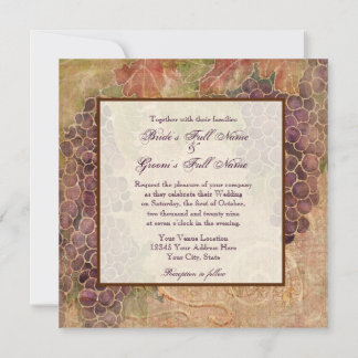 Invitación Elegante Boda de uvas de viñas rústicas