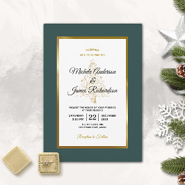 Invitación Elegante Boda de vacaciones de invierno con oro es