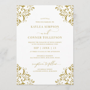 Invitación Elegante Boda de vacaciones de invierno de oro