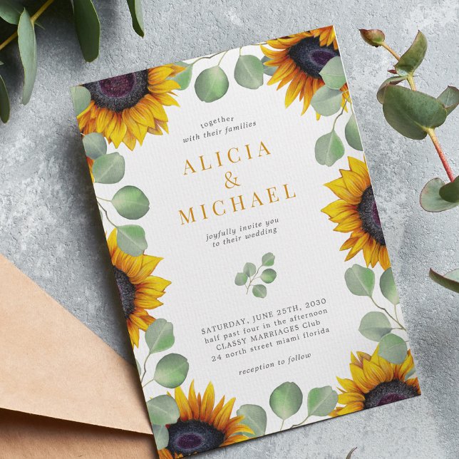 Invitación Elegante boda de vegetación de eucalipto de giraso (Subido por el creador)