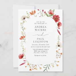 Invitación Elegante Boda de vegetación de flores silvestres