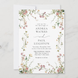 Invitación Elegante Boda de vegetación de flores silvestres