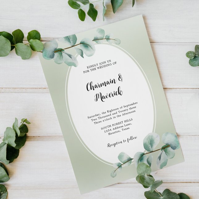 Invitación Elegante Boda de vegetación de hojas de Eucalyptus (Subido por el creador)