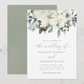 Invitación Elegante Boda de Vegetación Floral de Marfil Sage