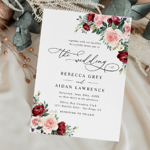 Invitación Elegante Boda de vegetación floral de Rubor en Bor