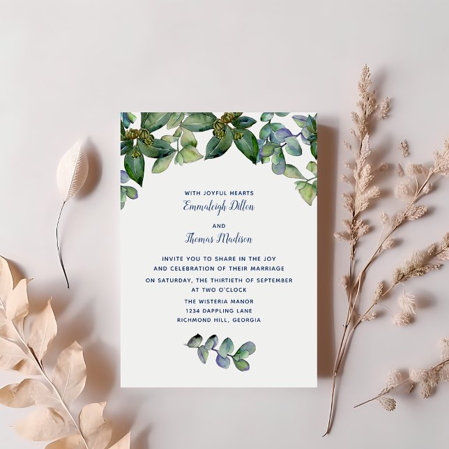 Invitación Elegante Boda de vegetación simple (Subido por el creador)