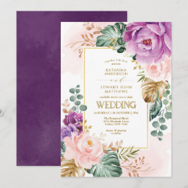 Invitación Elegante Boda de vegetación tropical bohemia flora