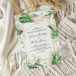 Invitación Elegante Boda de Verano Botánico & Oro