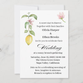 Invitación Elegante Boda de Verano con Flor de Limón y Cítric
