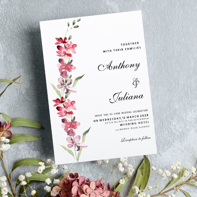 Invitación Elegante Boda de verano de flores de orquídeas ver (Elegant pink green orchid flower summer Wedding )