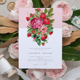 Invitación Elegante Boda de verano de fresa y peonías