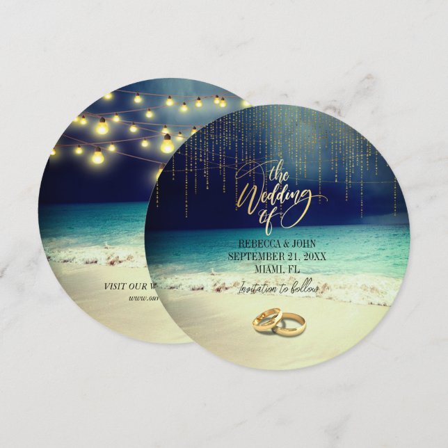 Invitación Elegante Boda de verano de playa (Anverso / Reverso)