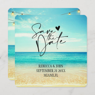 Invitación Elegante Boda de Verano de Playa Guardar la Tarjet