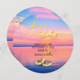 Invitación Elegante Boda de Verano de Playa Guardar la Tarjet