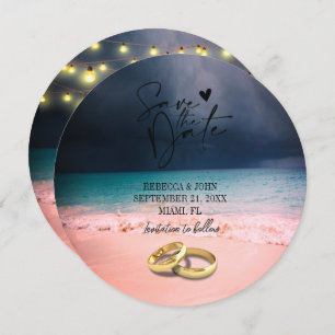 Invitación Elegante Boda de Verano de Playa Guardar la Tarjet