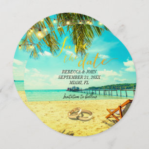 Invitación Elegante Boda de Verano de Playa Guardar la Tarjet