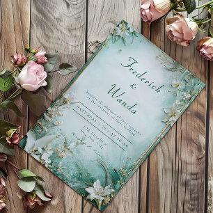 Invitación Elegante Boda de Verano Floral Lirio Blanco Verde