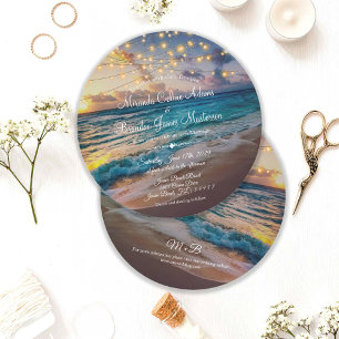 Invitación Elegante Boda de verano Sunset Beach String