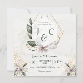 Invitación Elegante Boda de Verdor de Oro
