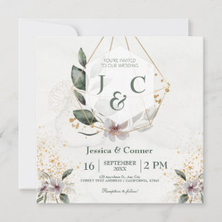 Invitación Elegante Boda de Verdor de Oro