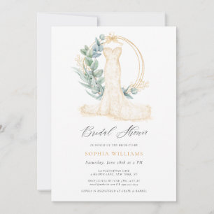 Invitación Elegante Boda de Verdor de Oro Vestido Ducha Nodal