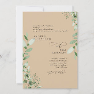 Invitación Elegante Boda de Verdor en Cascada Khaki