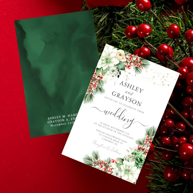 Invitación Elegante Boda de Verdor Floral de Invierno (Subido por el creador)