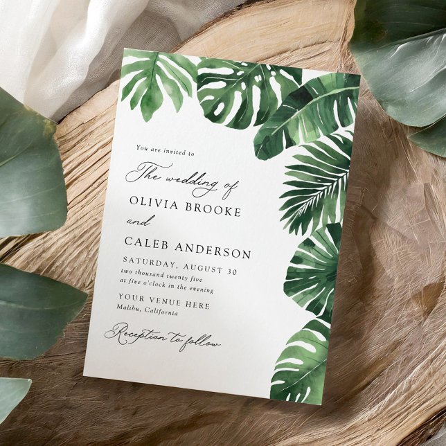 Invitación Elegante Boda de Verdor Tropical (Subido por el creador)