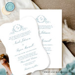 Invitación Elegante Boda de vidrio marino de monograma formal<br><div class="desc">Deléitese con sus amigos y familiares con esta elegante invitación a la boda, mostrando un exquisito y frondoso monograma botánico con las iniciales de la novia y el novio. Diseño limpio y simple lleno de elegancia y gracia con detalles caligráficos escritos a mano. Diseño elegante con nombres de padres. Varias...</div>