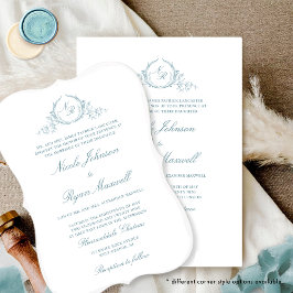 Invitación Elegante Boda de vidrio marino de monograma formal