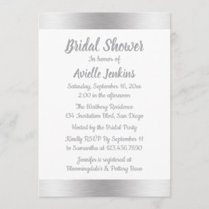 Invitación Elegante Boda de vidrio metálico Silver Bridal