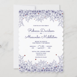 Invitación Elegante Boda de Vieira Blanca Azul