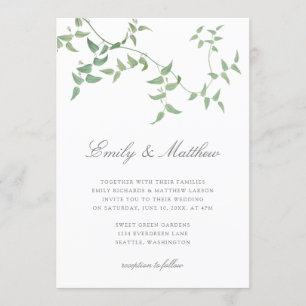 Invitación Elegante Boda de Vino Botánico Vintage