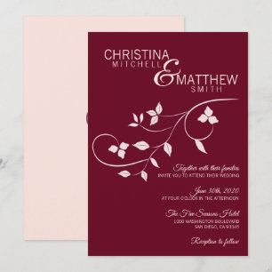 Invitación Elegante Boda de vinos de vino rosa rosa rosa de B