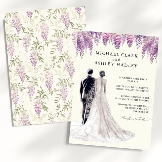 Invitación Elegante Boda de Wisteria Bride Groom (Subido por el creador)