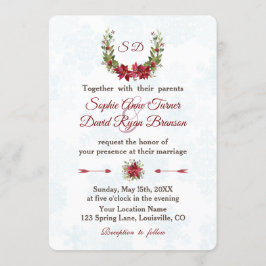 Invitación Elegante Boda de Wreath de Invierno de Poinsettia